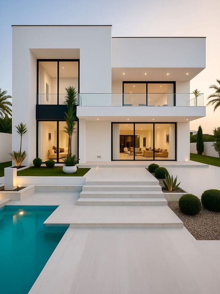 contemporary home design modern facade & poolside living